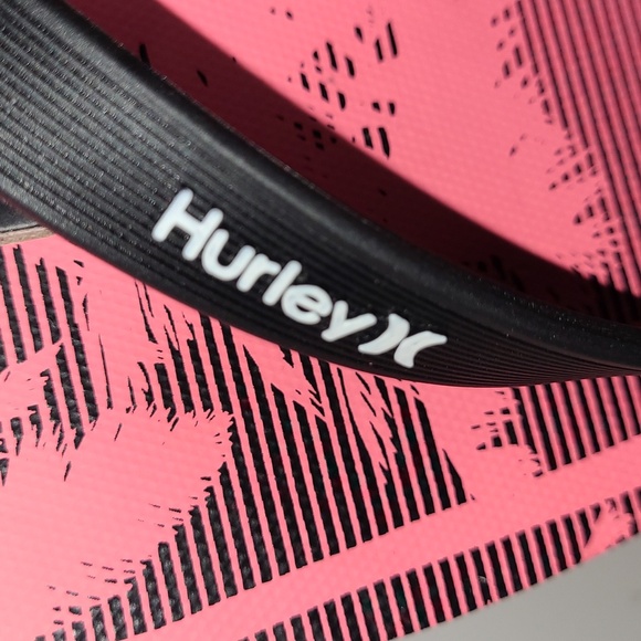 Hurley Mens Palm Trees Print Beach Pool Sandals Thongs Size 12 Pink / Black - Picture 4 of 9